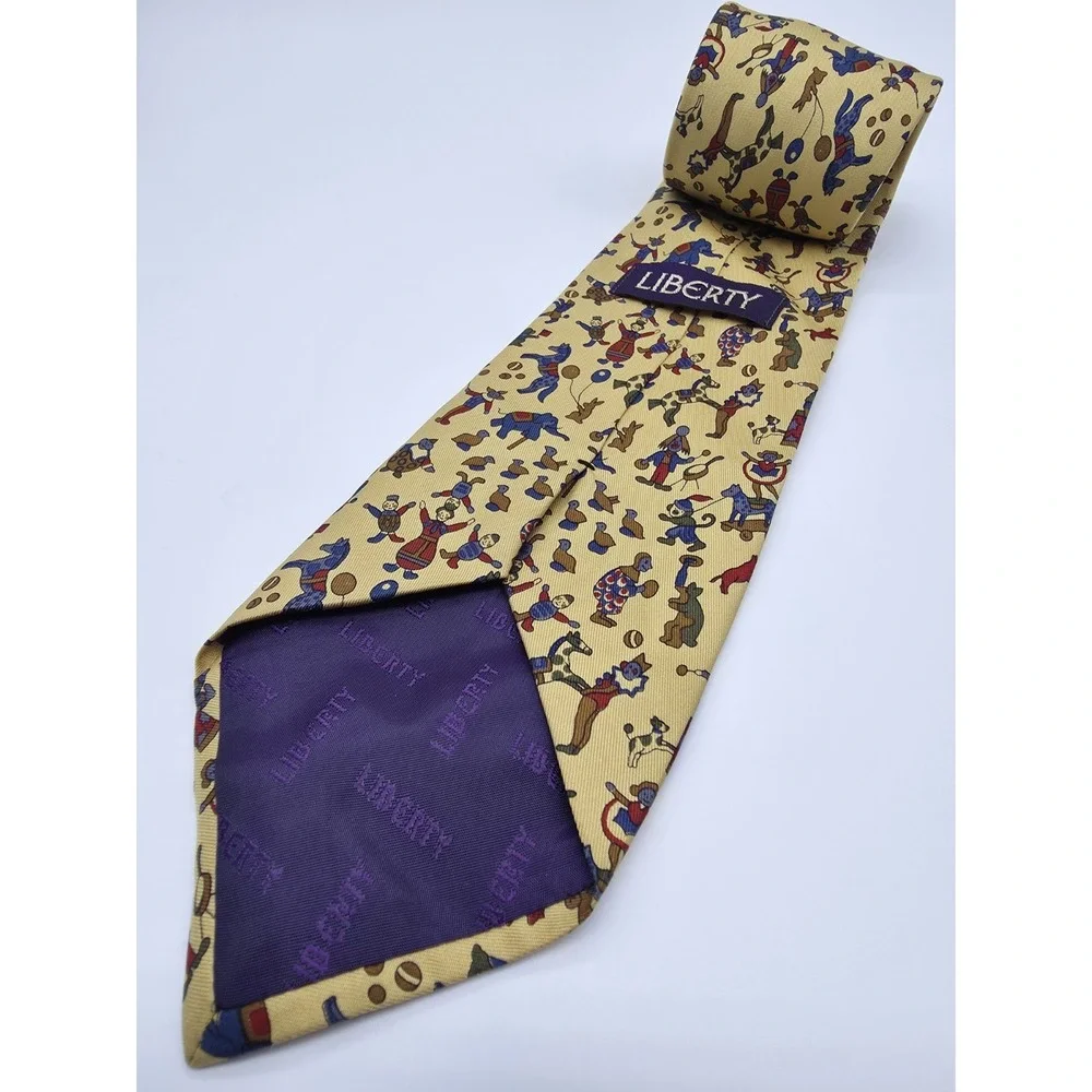 Liberty London Antique Toys Print 100% Silk Neck Tie 59